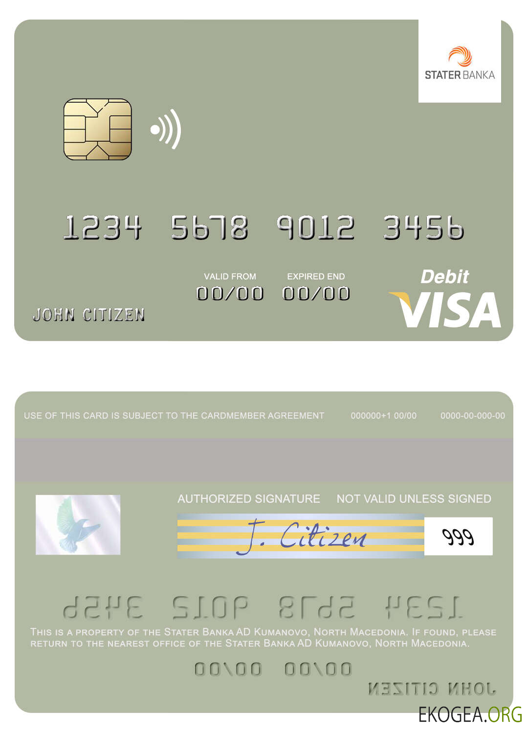 Carte de débit visa Stater Banka AD Kumanovo de Macédoine du Nord